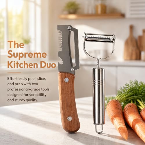 2PCS Multifunctional Julienne Vegetable Peeler, Thin Slicer & Bottle Opener - image 2