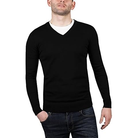 Urban Heritage Mens Lightweight V Neck Jumper Pullover Sweater Top (Medium, Black) Cover