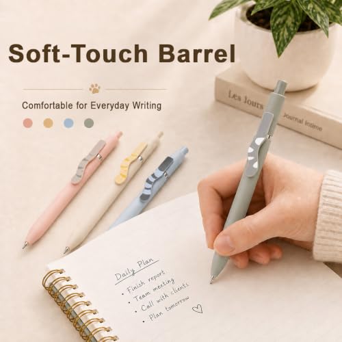 VICO Cat Pens, 4 Pcs Cute Kawaii Gel Pens, 0.5mm Black Ink Fine Point Retractable Pens, Quick Dry Smooth Writing, Back to School Supplies & Cat Lover Gifts