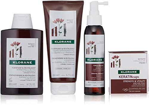 Klorane Hair Strength Routine with Quinine & B Vitamins for Thinning Hair, Support Thicker, Healthier Hair, Men & Women