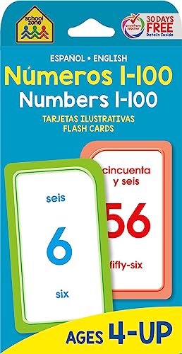 School Zone Spanish Numbers 1-100 Flash Cards: 56 Cards, Preschool, Kindergarten, Numeros 1-100...