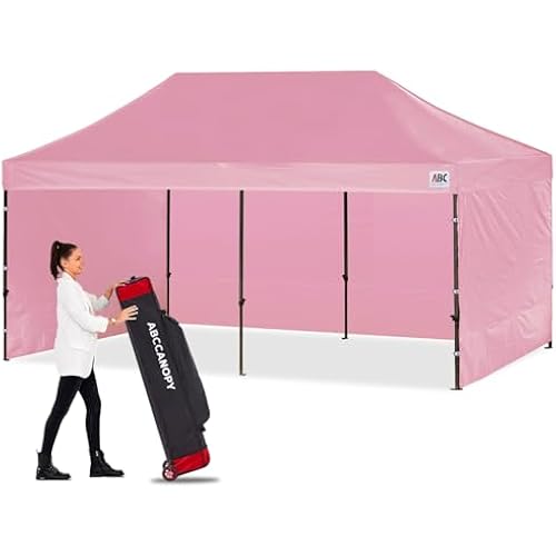ABCCANOPY Classic Ez Pop up Canopy Tent with Sidewalls 10x20 Market and Patio-Series, Pink