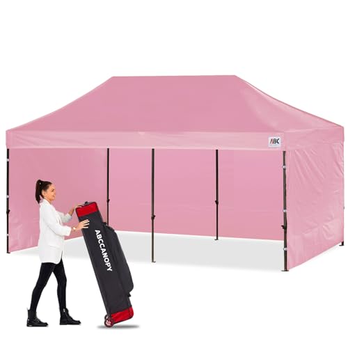 Image of ABCCANOPY Classic Ez Pop up Canopy Tent with Sidewalls 10x20 Market and Patio-Series, Pink