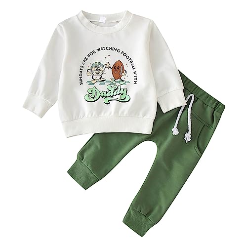 Image of VSFAOV 0-18M Newborn Infant Long Sleeve Tops Baby Boy Clothes Baby Boy Spring Autumn 2 Piece Tops And Pants Set K3-White 6-12 Months