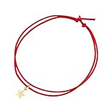 [ジュエリーショップエム] 2Way スター 星 スタッズ ロウ引き紐 ブレスレット アンクレット 金属アレルギー対応 メンズ レディース v4308 レッド 赤