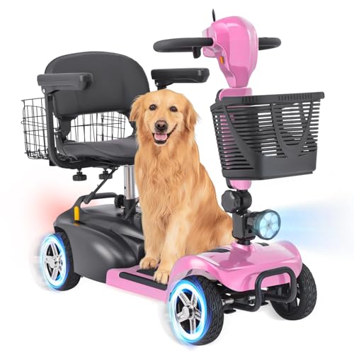 Image of 4 Wheel Mobility Scooters for Seniors - Up to 45 Miles Range,Folding Powered Mobility Scooter Device w /600WH Battery,Only 58 lb Weight, Dual Basket, 300 lb Capacity, Compact
