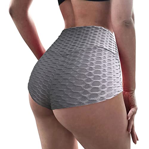 Generisch Top Damen Bauchfrei Schwarz Damen Cloth Pfirsich Hip Fitness Hose Super Short Sexy Yoga Shorts Leggings Kurz Damen Set, gris, M