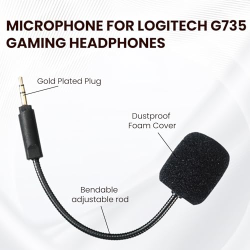 Microphone de rechange pour Logitech G735 micro flexible à perche avec mousse
