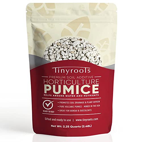 Tinyroots Horticultural Pumice Soil Additive - Succulents, Cactus, Bonsai Plants - 100% Pure Volcanic Rocks, 1/4 inch Soil Additive, No Artificial Coloring, No Dyes, No Chemicals (4 Quarts) Tinyroots Horticultural Pumice Soil Additive - Succulents, Cactus, Bonsai Plants - 100% Pure Volcanic Rocks, 1/4 inch Soil Additive, No Artificial Coloring, No Dyes, No Chemicals (4 Quarts)