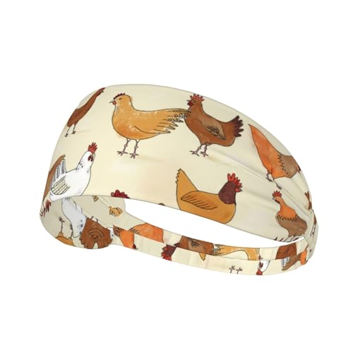 DSSWTP A Brood of Chickens Workout Headbands Fashion Sports Sweatbands Yoga Hairbands for Fitness Elastic Athletic Non Slip Wicking Headscarf for Men Womens Girls Summer Accessories Elastic Bands