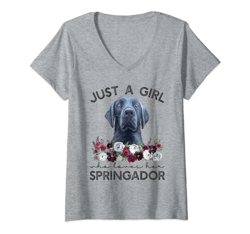 Springador Shirt Gifts Just A Girl Who Loves Her Springador V-Neck T-Shirt