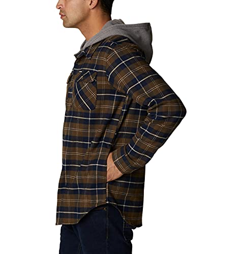 Columbia Men's Flare Gun Stretch Flannel Hoodie, Olive Green Buffalo Tartan, Large #TOP2