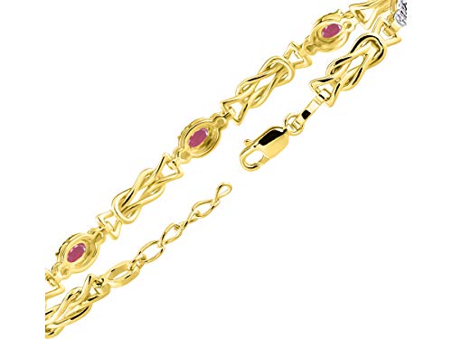 Image of RYLOS Bracelets for Women Yellow Gold Plated Silver Love Knot Tennis Bracelet Gemstone & Diamonds Adjustable to Fit 7 inch-8 inch Wrist, 5 Gorgeous 6X4MM Jewelry for Women Friendship Bracelets