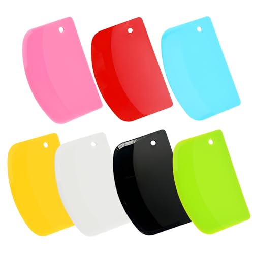 7PCS Dough Scraper Plastic Bench Bowl Scraper for Baking Cake Bread