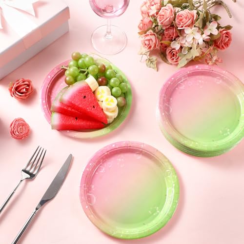 Zhehao 50 Pcs Witch Princess Birthday Party Decorations Pink and Green Plates 7 Inch Witch Glitter Disposable Paper Plates for Princess Movie Themed Birthday Wedding Party Supplies by Zhehao - Used condition - Image 6