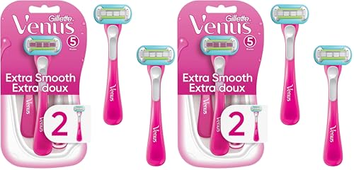 Image of Gillette Venus Extra Smooth Green Disposable Women's Razors, 2 Count (Pack of 2)