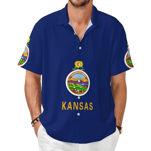 Chemise imprimé Kansas à manches courtes avec motif drapeau USA