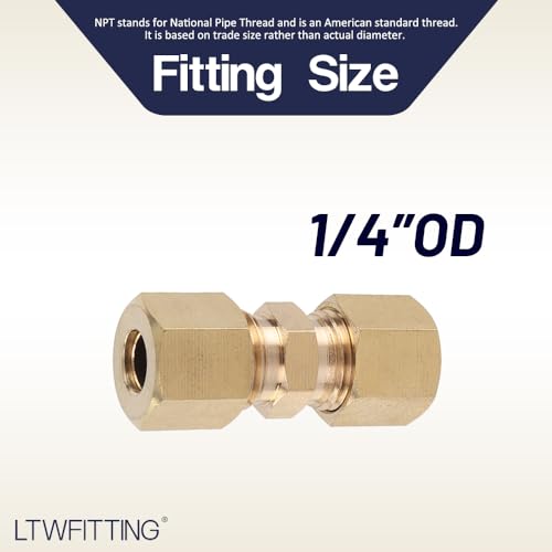 Ltwfitting HF62430 1/4-Inch Od Compression Union,Brass Compression Fitting thumb #1