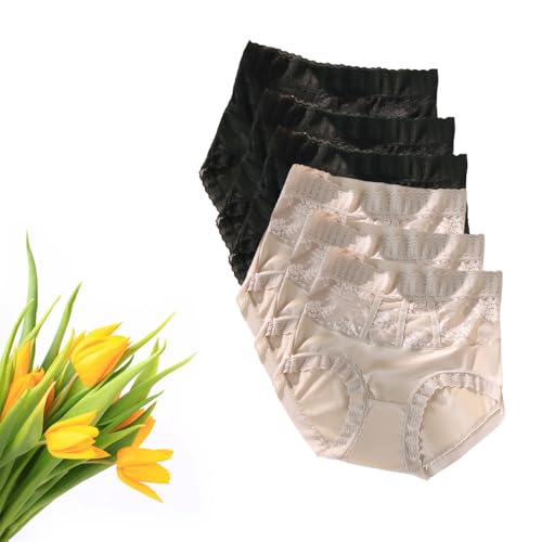 Catálogo para Comprar On-line Braguitas moldeadoras medias para Mujer los 5 mejores. 49 PIYEDGFE Braguitas de Seda de Hielo sin Costuras para Mujer, Control de Abdomen y Levantamiento de Caderas, sexys, de BrieSilk (L,6PCS-D)