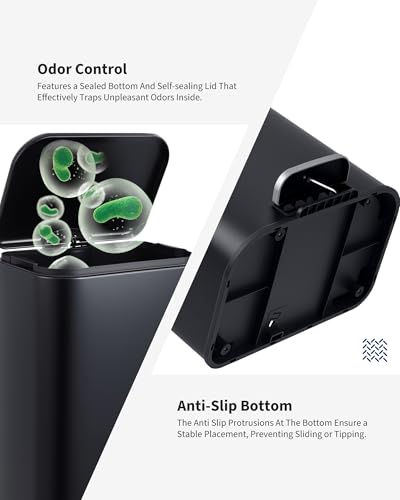 Caneca de Basura con Tapa y Pedal 30L Acero Negro miniatura 3