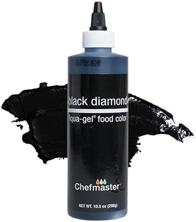 Chefmaster Black Diamond Liqua-Gel® Food Coloring | Vibrant Color | Professional-Grade Dye for Icing, Frosting, Fondant | Baking & Decorating | Fade-Resistant | Easy-to-Use | Made in USA | 10.5 oz