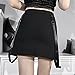 XCJIKUKE Goth Mini Skirt Y2K Punk Harajuku High Waist A-Line Zipper Pencil Chain Skirts with Slit Knee Length Split Tight Stretch Bodycon