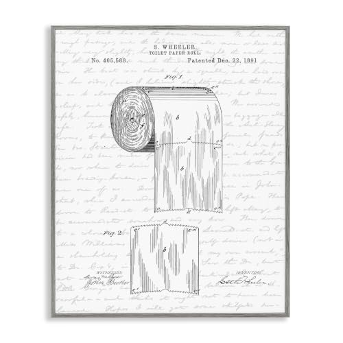 Vintage Patent Bathroom, 24 x 30 Inch Framed Giclée Print