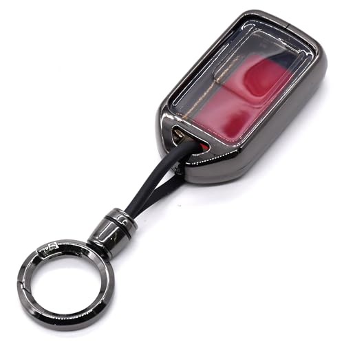 Image of KMH Marble Metal Car Key Cover Compatible with Honda City, Civic, Jazz, Amaze, CR-V, WR-V, BR-V Models 3 Buttons Keycover with Keychain Key Shell Case Holder Protector (Gun Brown) Pack of 1