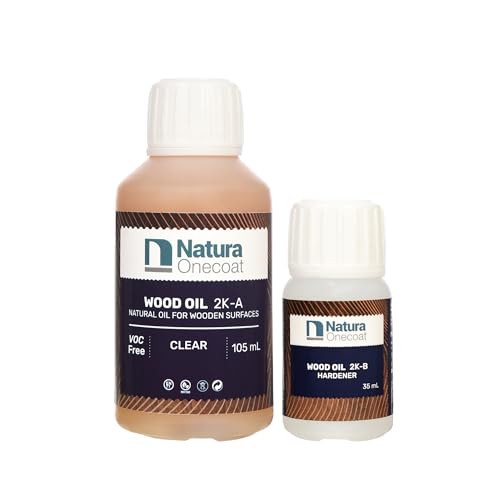 Natura Onecoat Wood Stain Oil - 75 ft² - 140 ml, Clear – Wood Finish for Interior Furniture & Floor - Linseed Wood Oil - Fast-Drying-Environmentally Friendly - Extra Durable Hard Wax Oil-VOC-Free by Natura Onecoat - Used condition - US$22.09