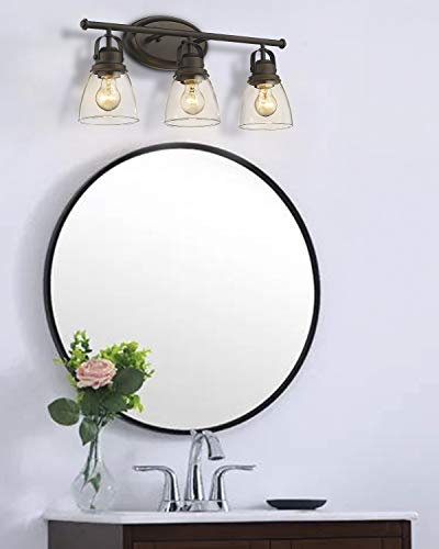 Zeyu 3-Light Vanity Light, 21 Inch Bathroom Light Fixtures Vanity Light Over Mirror, Oil Rubbed Bronze Finish With Clear Glass Shade, 103-3W-Orb #TOP4