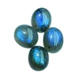 Myhealingworld Natural Calibrated 9x11mm Oval Blue Fire Labradorite Cabochon Loose Gemstone 4pcs Box