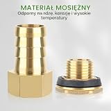 Zestaw przyłączeniowy do zbiornika na deszczówkę 3/4 cala, połączenie zbiornika na deszczówkę z mosiężnymi akcesoriami, połączenie zbiornika IBC, do 2 beczek na deszczówkę, wąż łączący 50 cm (wąż 19