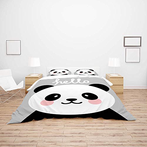 Juego de funda de edredón de panda para dormitorio infantil y juvenil transpirable 4