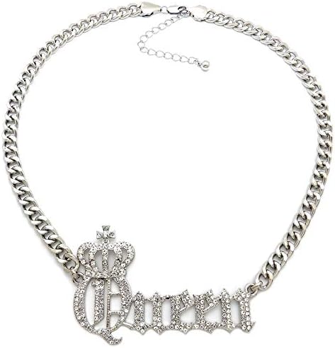 GWOOD Queen 18 1/2 Inch Long Necklace with Crystal Rhinestones (SILVER COLOR NECKLACE)