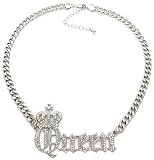 GWOOD Queen 18 1/2 Inch Long Necklace with Crystal Rhinestones (SILVER COLOR NECKLACE)