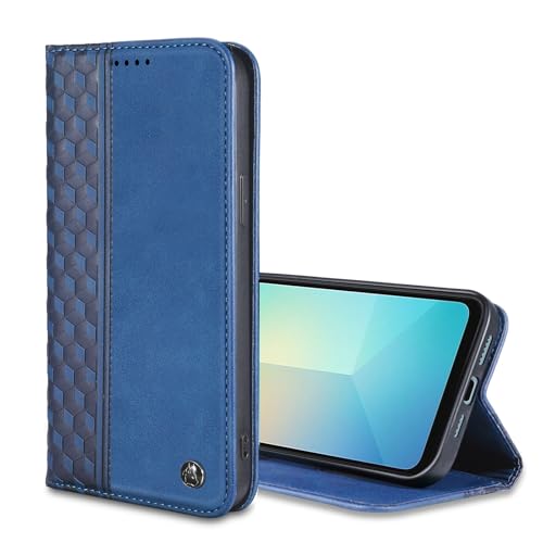 Étui magnétique Samsung Galaxy A06 antichoc en similicuir PU bleu