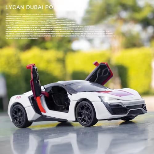 Image of 1:32 Dubai Police Car Lykan Hypersport Metal Die-Cast Pullback Toy Car with Realistic Detailing and Opening Doors - Perfect for Collectors and Kids