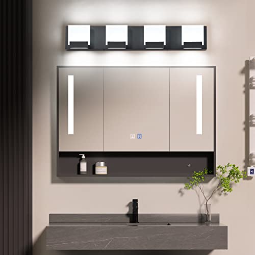 SOLFART Bathroom Vanity Light Fixtures Vanity Lights for Bathroom Over Mirror Modern Black 4 Lights ND by SOLFART - Used condition - Image 6