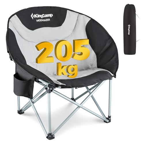 KingCamp Campingstuhl Faltbar Moonchair XXL Bequemer und Gepolstert max.205kg Belastung, Luxus...