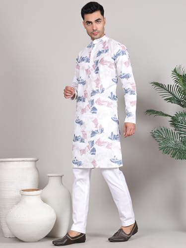 Image of Majestic Man Women's Cotton Regular Fit Casual Ethnic Motifs Printed Mandarin Collar Long Kurta