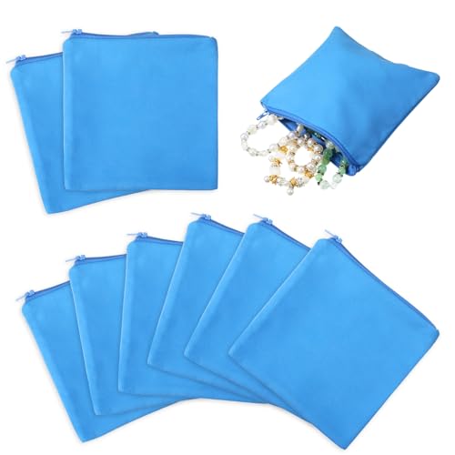 LIQWEI 8 Pcs Anti Tarnish Jewelry Bags, Zippered Silver Storage Bags 5.9 X 5.9 Inch Silver Pouches Keeper, Jewelry Travel Pouch for Necklace Bracelet Earrings Bracelet