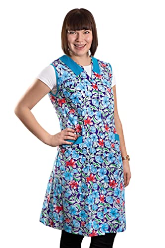 Blouse tablier robe d'intérieur pour femme sans manches en coton multicolore, 58