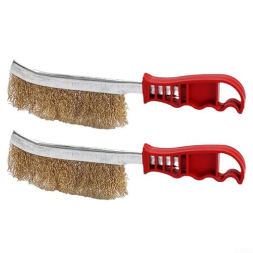 2PCS Stainless Steel Wire Brush Set for Rust Removal and Gap Cleaning, Featuring Non Slip Plastic Handle and Bristles Suitable for Industrial Cleaning