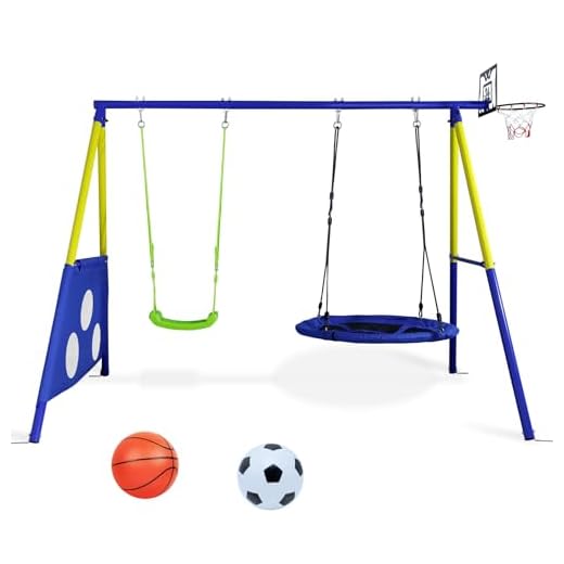 CCLIFE Altalena da Giardino per Bambini 200kg Altalena Multifunzione 4-in-1 per Bambini con Telaio in Metallo Set di Altalene da Giardino