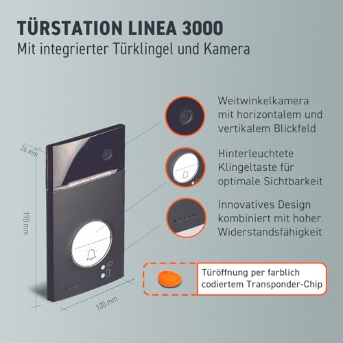 BTICINO, Flex ONE 2-Draht Videosprechanlagen WLAN Set, Classe 300 X13E mit 7" Touchscreen, 105° Weitwinkel Kamera, Video-Speicherung, Transponder Türöffner, schlüsselloser Zugang, IP54, IK10, 363910