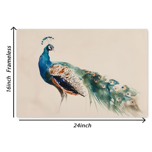 Pwtxkah Peacock Paintings Canvas Wall Art Abstract Peacock Wall Art Blue Peacock Painting Watercolour Peacock Wall Art Vintage Peacock Poster Vintage Animal Painting Peacock Art Poster 16X24Inch Unframed thumb #1