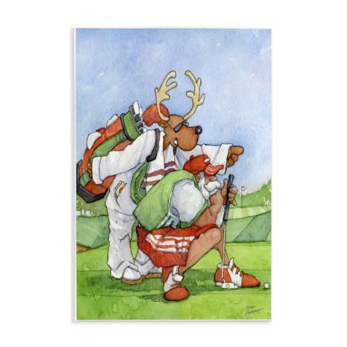 Santa Claus Off Duty Reindeer, 10 x 15 Inch Mounted Print on Wall Plaque