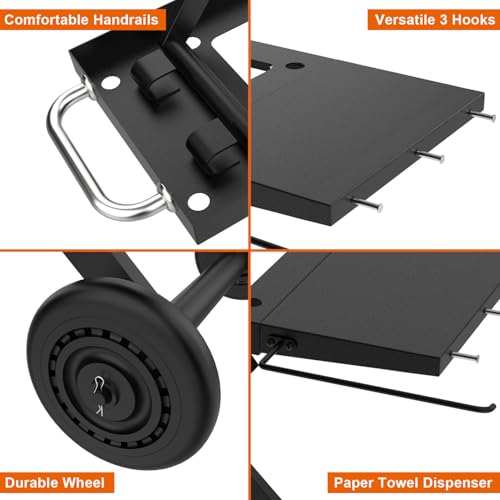 Image of Griddle Stand for Blackstone 22 17 Inch Tabletop Grill, Heavy-Duty Foldable Griddle Table with Wheels, Griddle Trolley Dining Table Cart, Grill Replacement Part for Outdoor Camping BBQ Tailgating