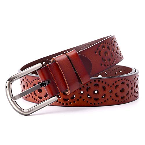 Ceinture femme fleur creuse en cuir véritable pour exprimer votre féminité