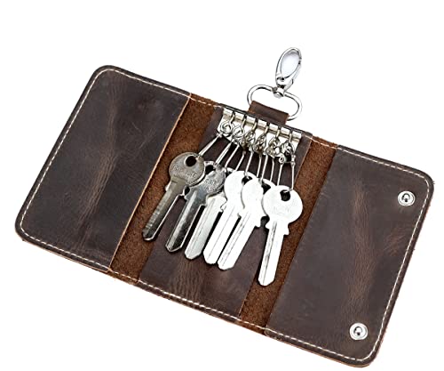 Mens Genuine Leather Car Key Wallet (Brown)3